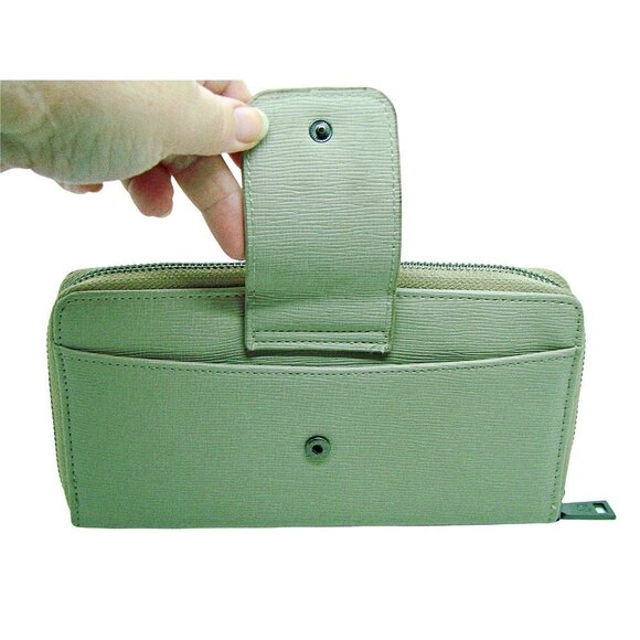 Badgley Mischka Vegan Leather Wallet Light Taupe Gray Color Full Zip Snap 8x4.5 - Picture 3 of 11